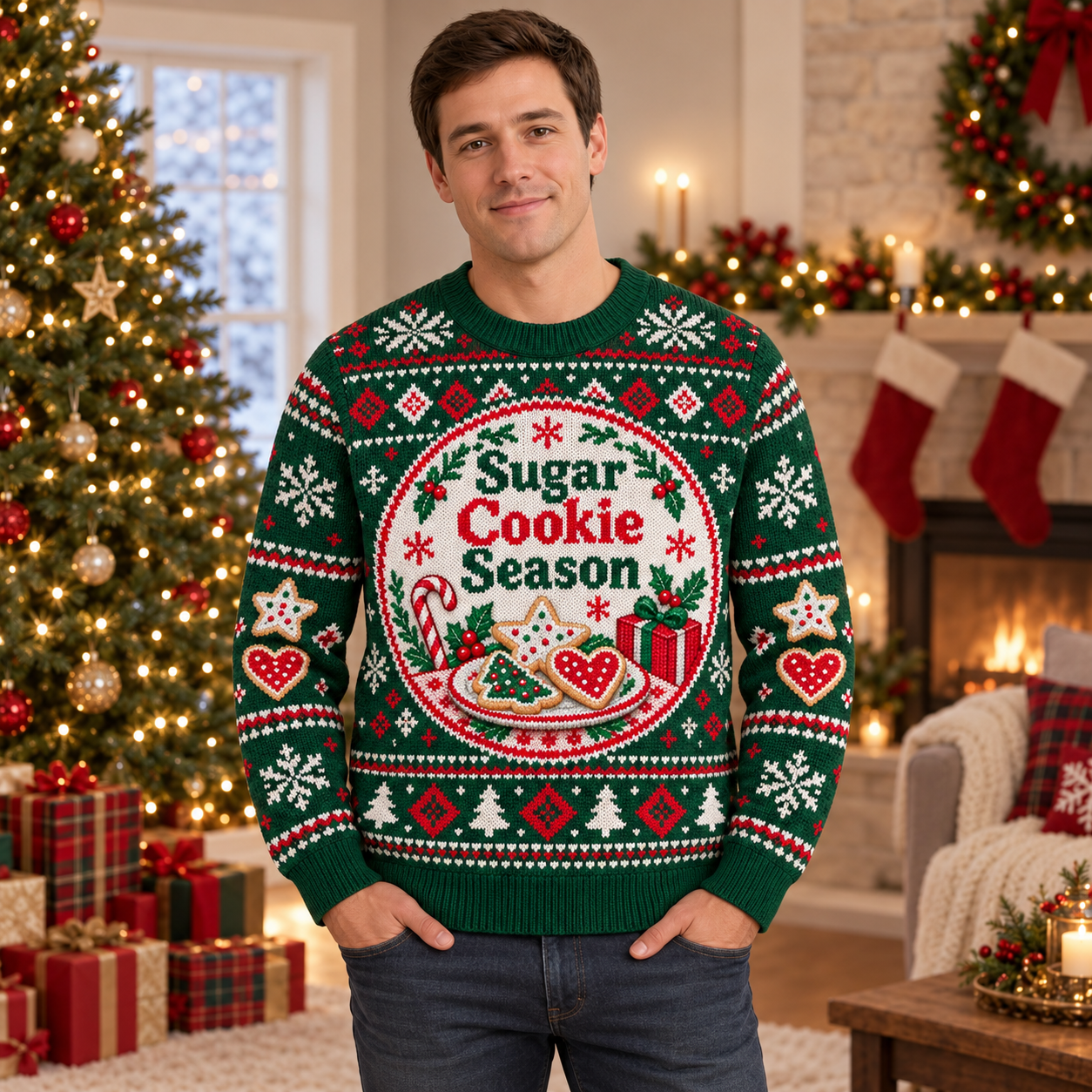 [popular-sweater:PX-17-05:male] Sugar Cookie Season Ugly Christmas Sweatshirt - Male view