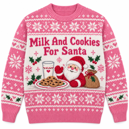 [popular-sweater:PX-17-06:front] Milk And Cookies For Santa Ugly Christmas Sweatshirt - Front view