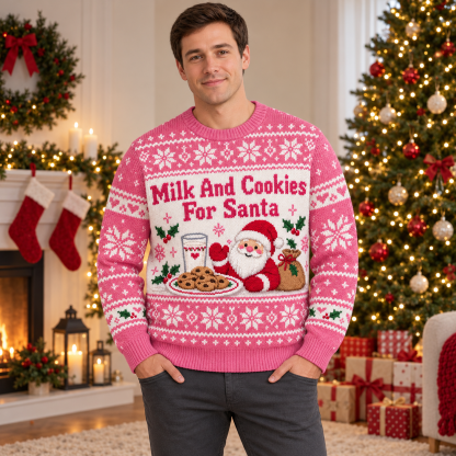 [popular-sweater:PX-17-06:male] Milk And Cookies For Santa Ugly Christmas Sweatshirt - Male view