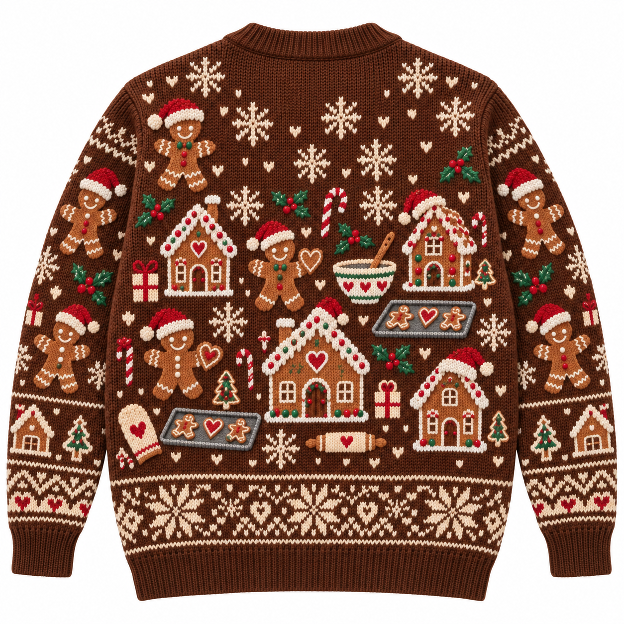[popular-sweater:PX-17-07:back] Gingerbread House Party Ugly Christmas Sweatshirt - Back view