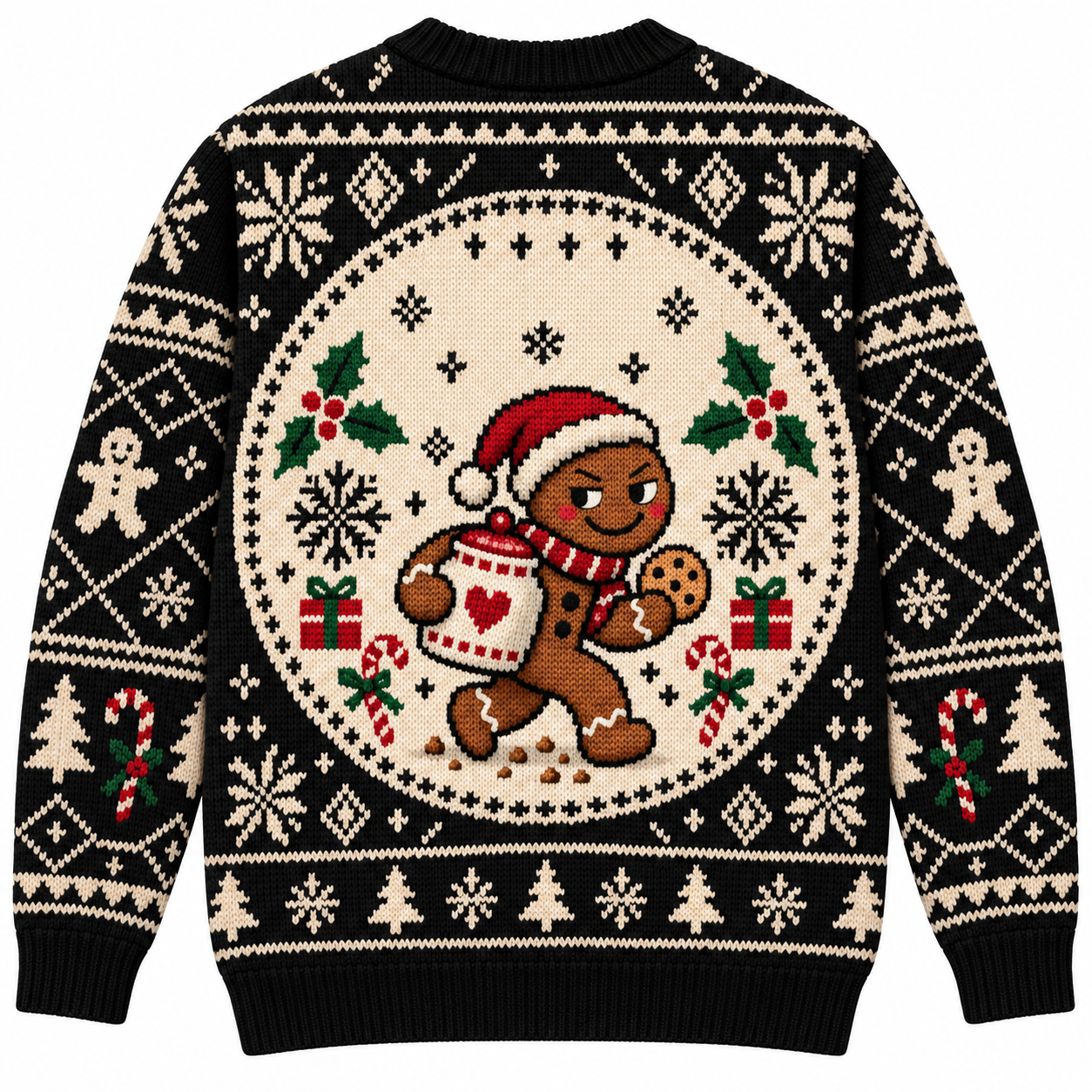 [popular-sweater:PX-17-10:back] Cookie Thief Christmas Ugly Christmas Sweatshirt - Back view