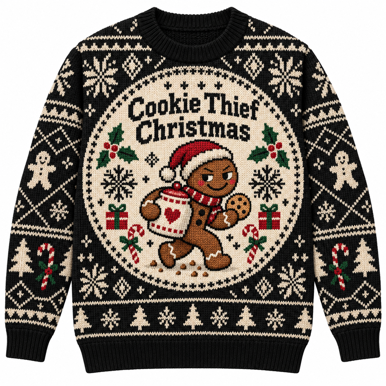 [popular-sweater:PX-17-10:front] Cookie Thief Christmas Ugly Christmas Sweatshirt - Front view