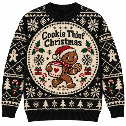 [popular-sweater:PX-17-10:front] Cookie Thief Christmas Ugly Christmas Sweatshirt - Front view