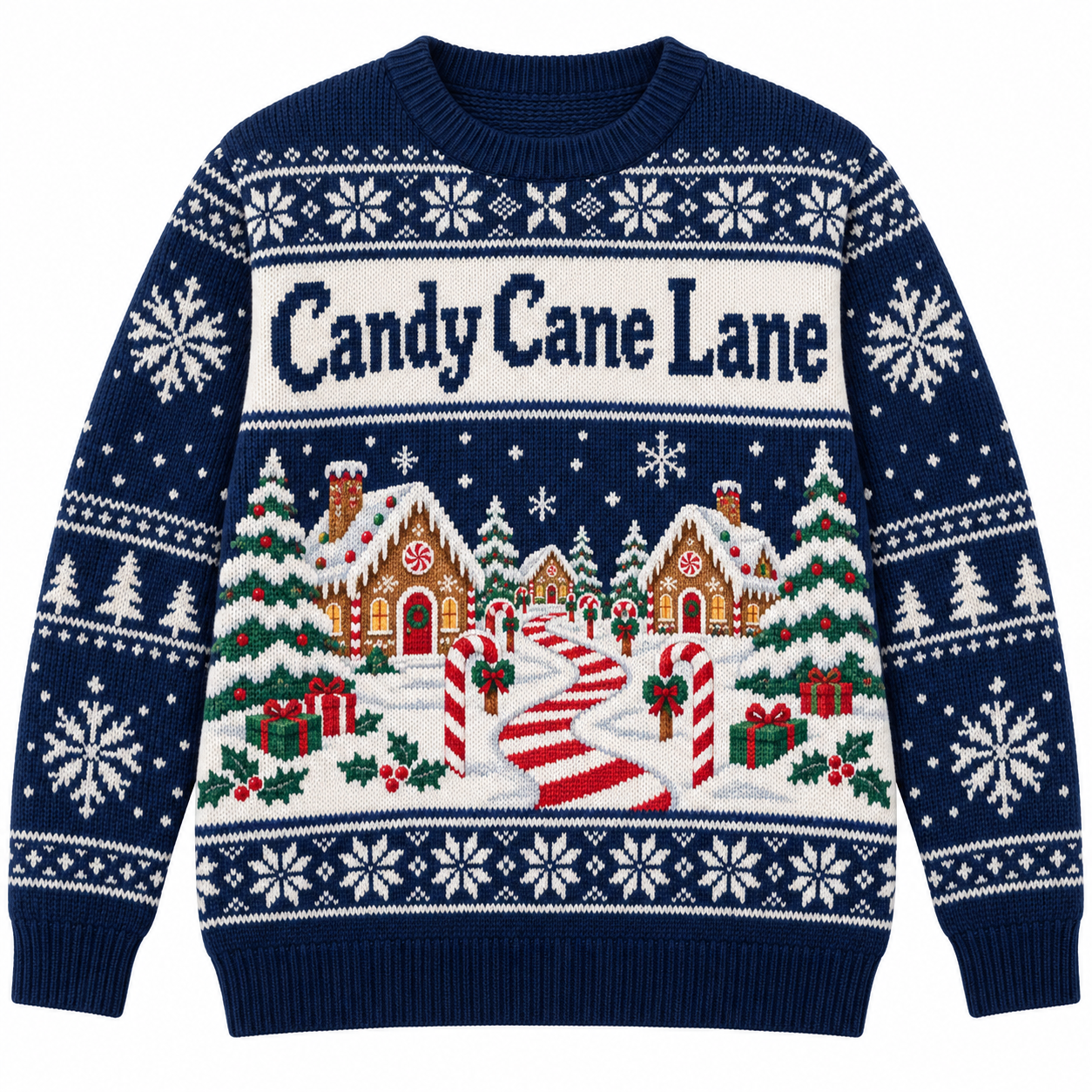 [popular-sweater:PX-17-11:front] Candy Cane Lane Ugly Christmas Sweatshirt - Front view