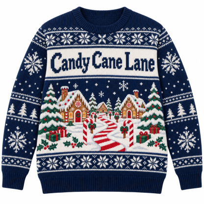 [popular-sweater:PX-17-11:front] Candy Cane Lane Ugly Christmas Sweatshirt - Front view
