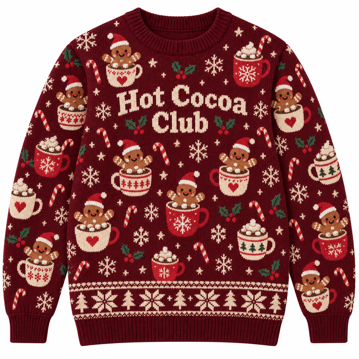 [popular-sweater:PX-17-12:front] Hot Cocoa Club Ugly Christmas Sweatshirt - Front view