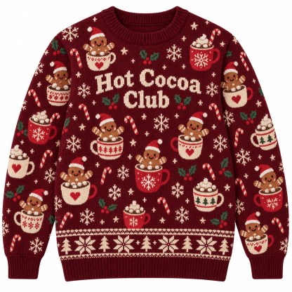 [popular-sweater:PX-17-12:front] Hot Cocoa Club Ugly Christmas Sweatshirt - Front view