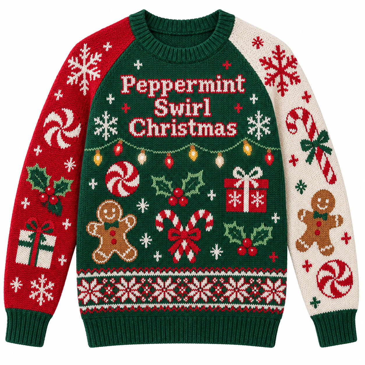 [popular-sweater:PX-17-13:front] Peppermint Swirl Christmas Ugly Christmas Sweatshirt - Front view