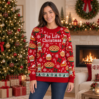 [popular-sweater:PX-17-17:female] Pie Life Christmas Ugly Christmas Sweatshirt - Female view
