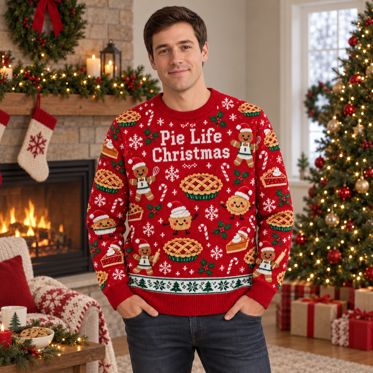 [popular-sweater:PX-17-17:male] Pie Life Christmas Ugly Christmas Sweatshirt - Male view