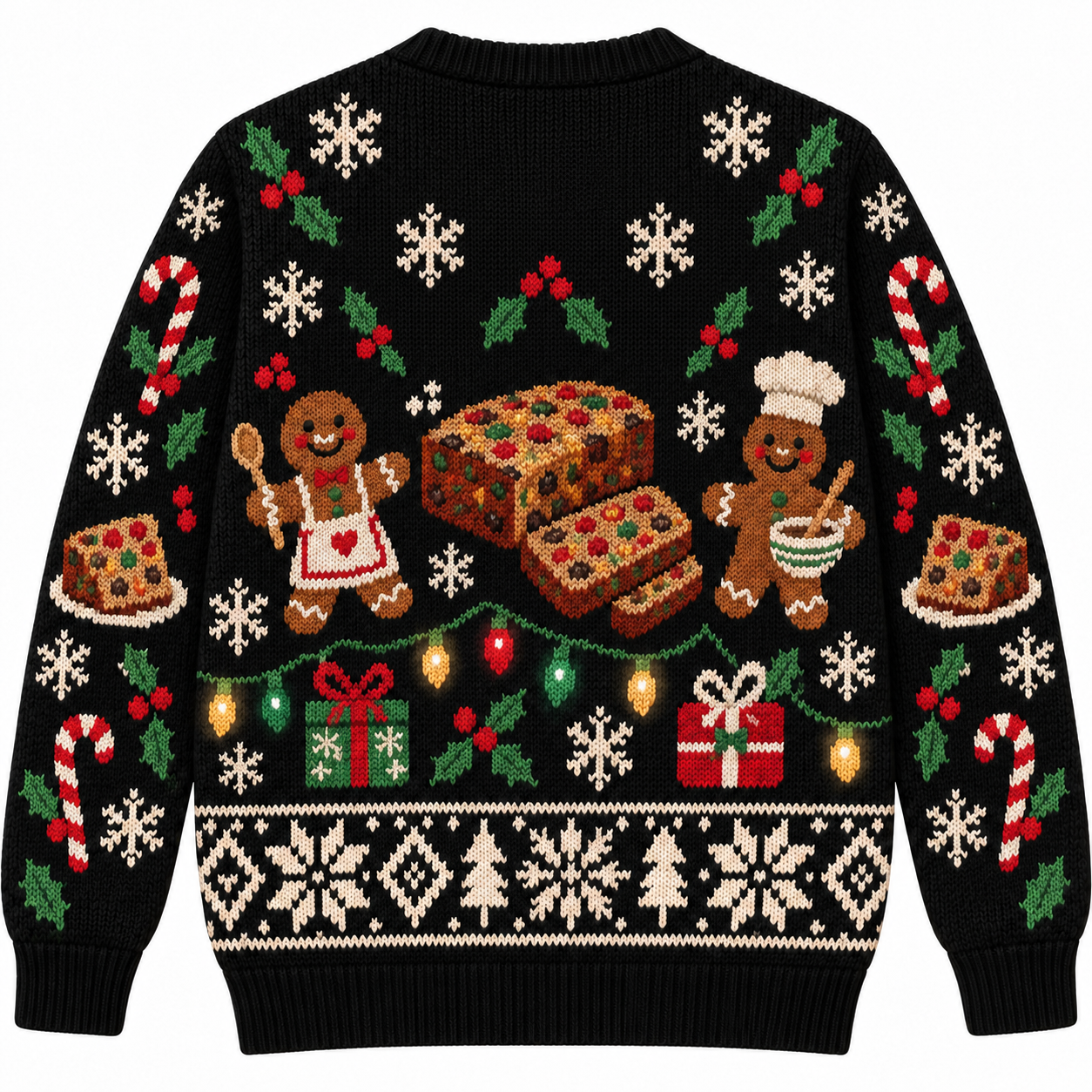 [popular-sweater:PX-17-18:back] Fruitcake Fan Club Ugly Christmas Sweatshirt - Back view