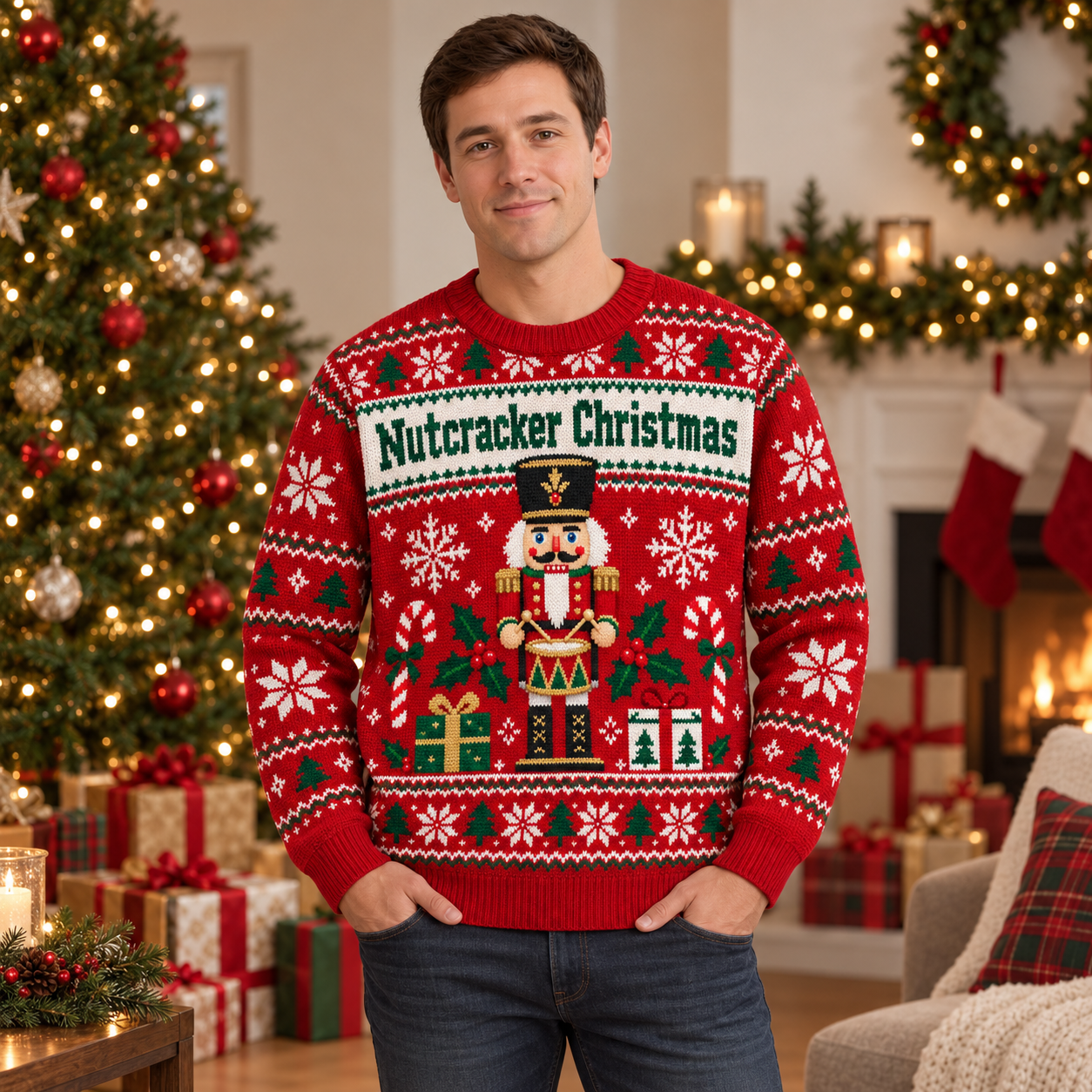 [popular-sweater:PX-18-01:male] Nutcracker Christmas Ugly Christmas Sweatshirt - Male view