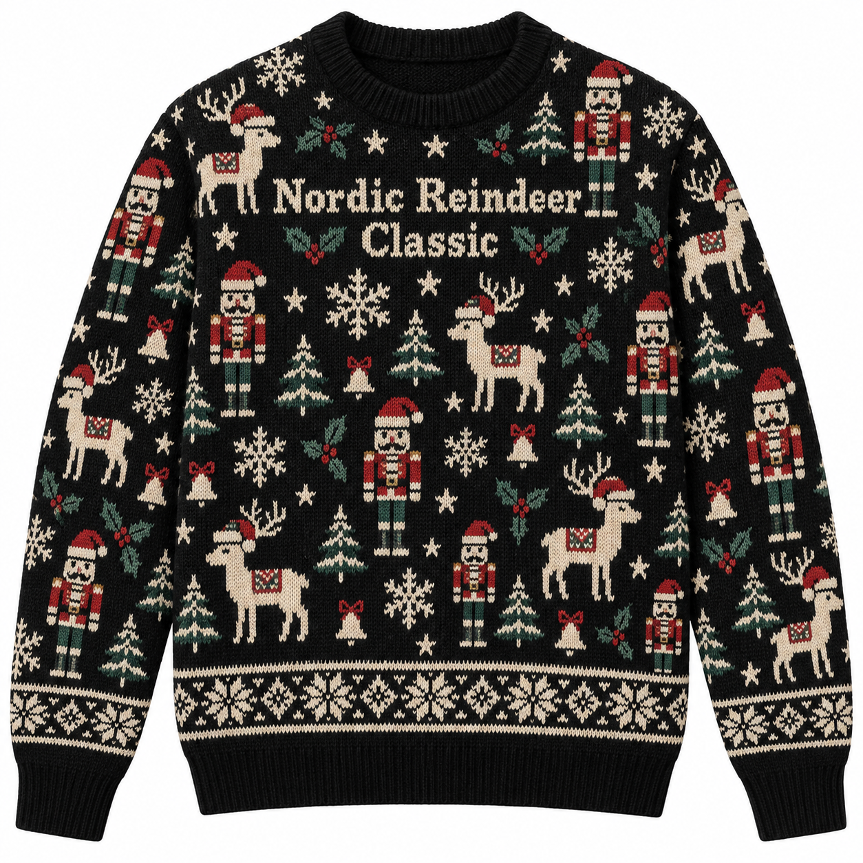 [popular-sweater:PX-18-02:front] Nordic Reindeer Classic Ugly Christmas Sweatshirt - Front view