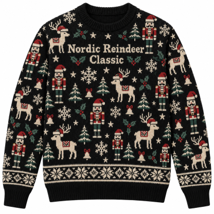 [popular-sweater:PX-18-02:front] Nordic Reindeer Classic Ugly Christmas Sweatshirt - Front view