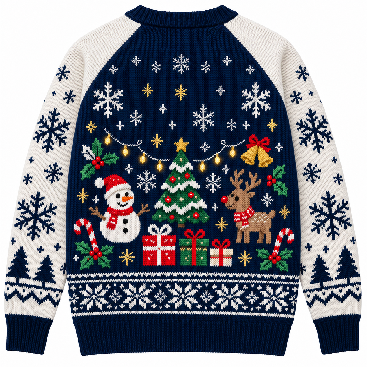 [popular-sweater:PX-18-03:back] Snowflake Jacquard Christmas Ugly Christmas Sweatshirt - Back view