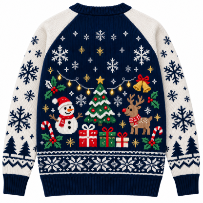 [popular-sweater:PX-18-03:back] Snowflake Jacquard Christmas Ugly Christmas Sweatshirt - Back view