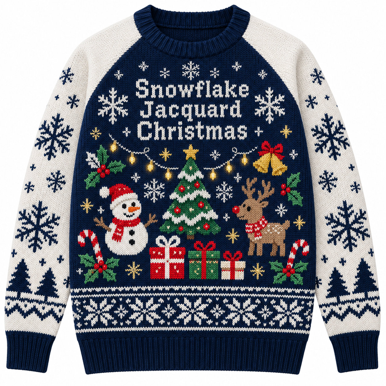 [popular-sweater:PX-18-03:front] Snowflake Jacquard Christmas Ugly Christmas Sweatshirt - Front view