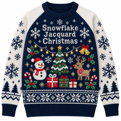[popular-sweater:PX-18-03:front] Snowflake Jacquard Christmas Ugly Christmas Sweatshirt - Front view