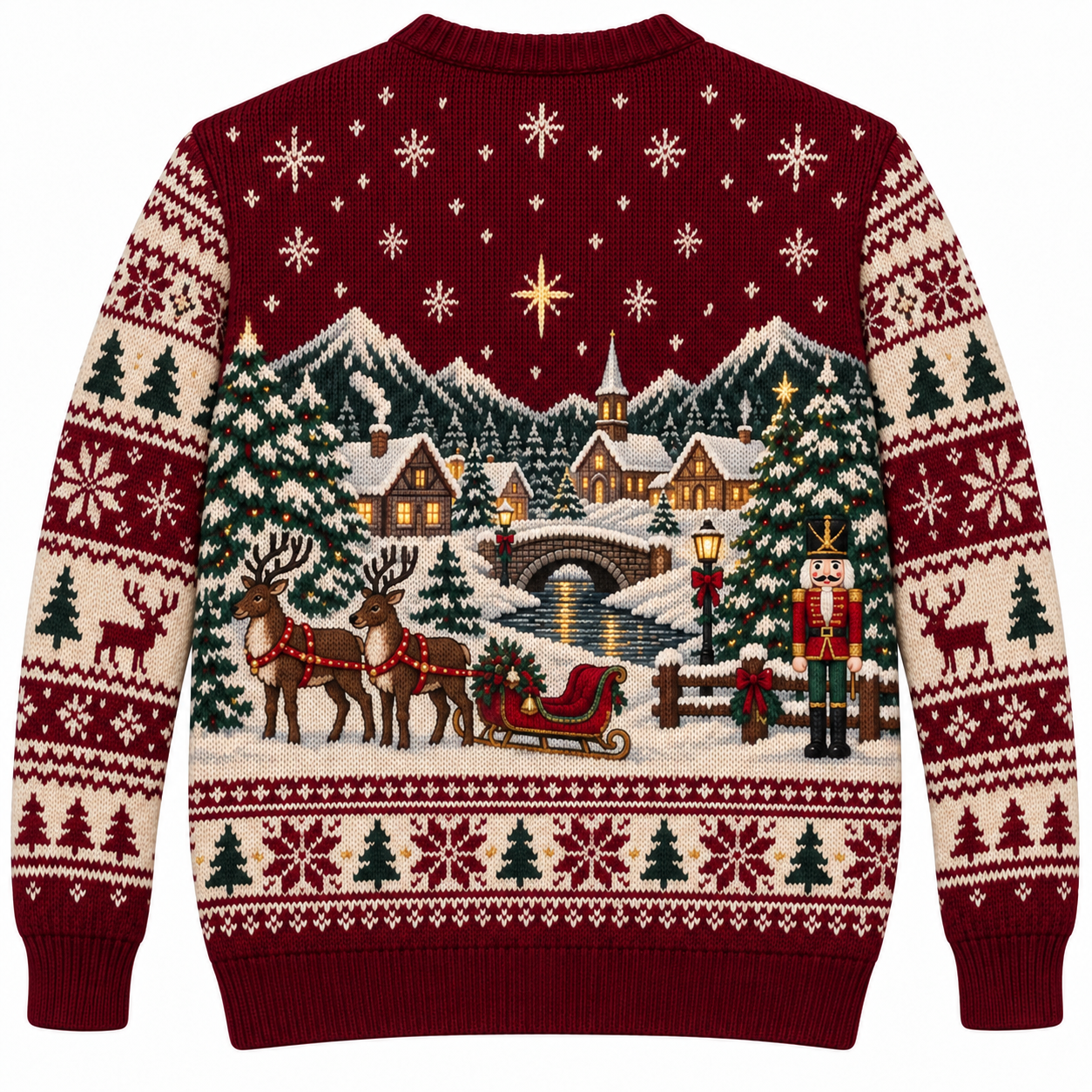[popular-sweater:PX-18-04:back] Classic Fair Isle Holiday Ugly Christmas Sweatshirt - Back view