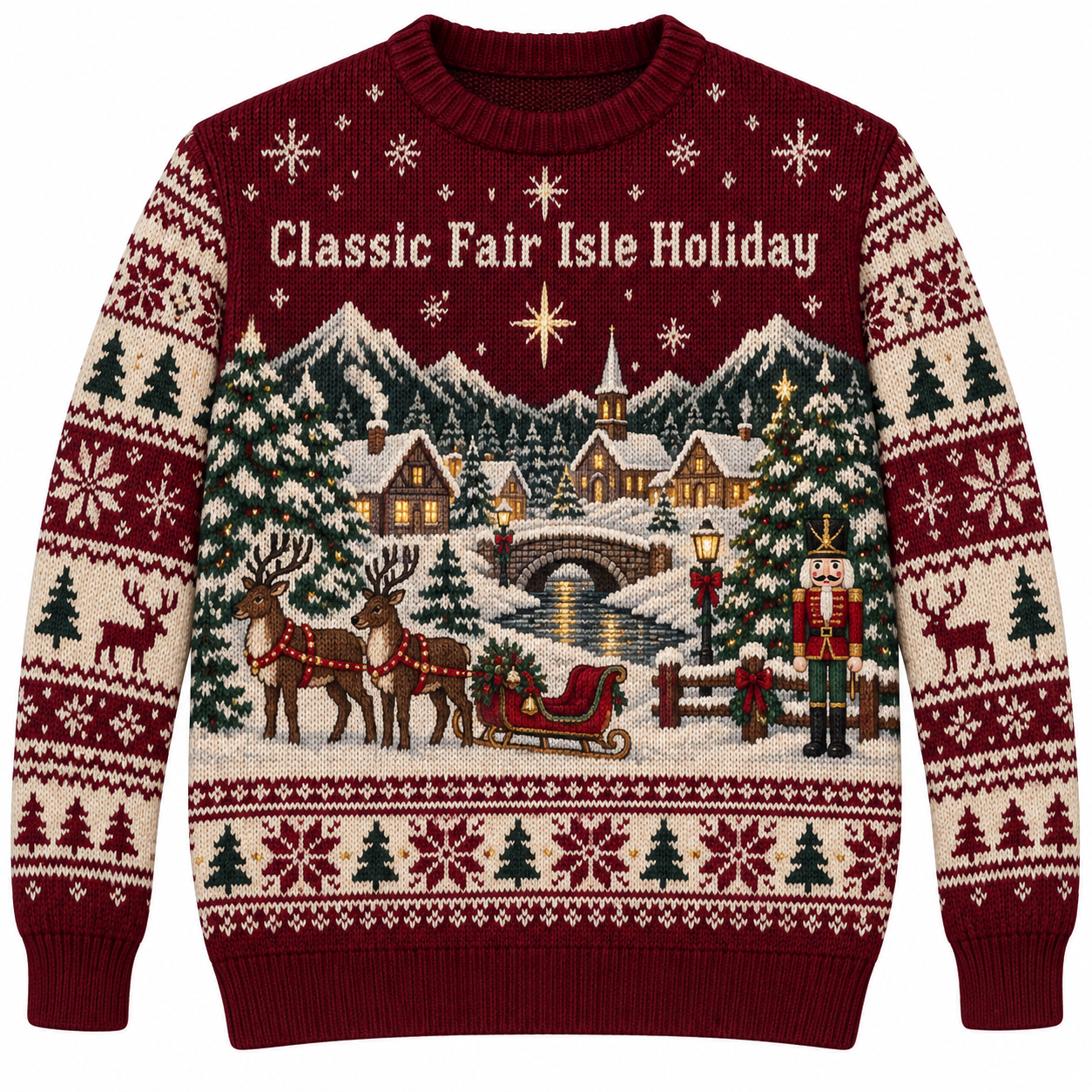 [popular-sweater:PX-18-04:front] Classic Fair Isle Holiday Ugly Christmas Sweatshirt - Front view