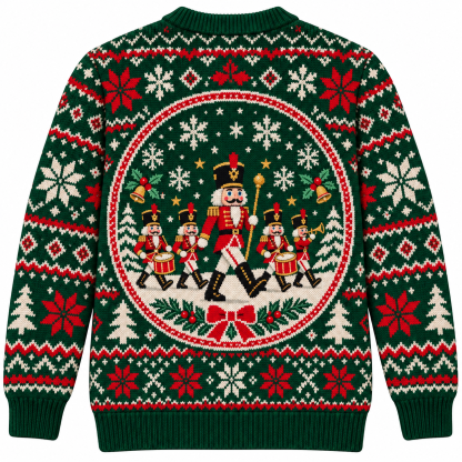 [popular-sweater:PX-18-05:back] Nutcracker Soldier March Ugly Christmas Sweatshirt - Back view