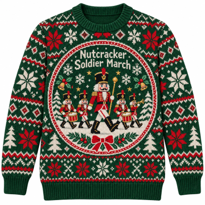 [popular-sweater:PX-18-05:front] Nutcracker Soldier March Ugly Christmas Sweatshirt - Front view
