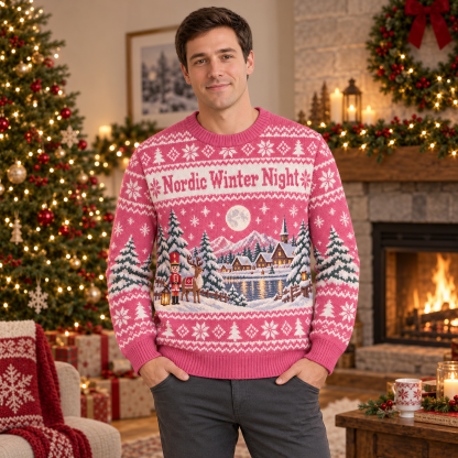 [popular-sweater:PX-18-06:male] Nordic Winter Night Ugly Christmas Sweatshirt - Male view