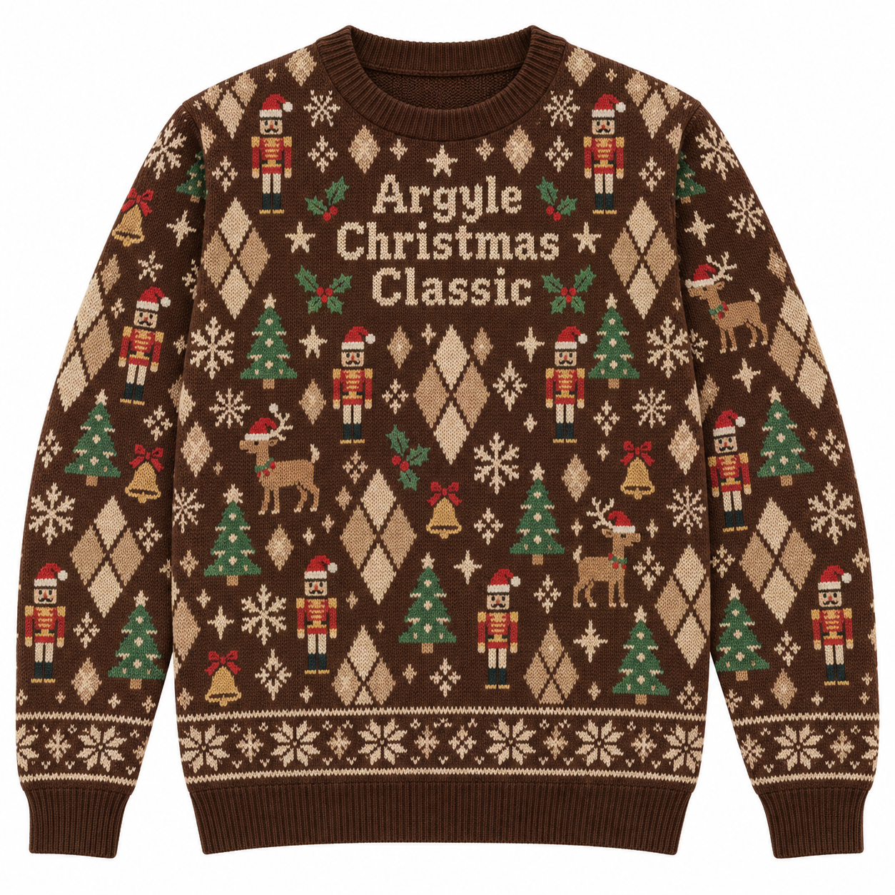 [popular-sweater:PX-18-07:front] Argyle Christmas Classic Ugly Christmas Sweatshirt - Front view