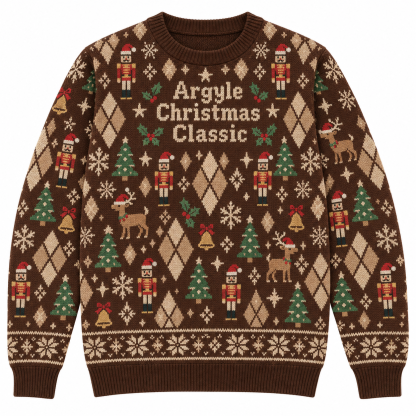 [popular-sweater:PX-18-07:front] Argyle Christmas Classic Ugly Christmas Sweatshirt - Front view