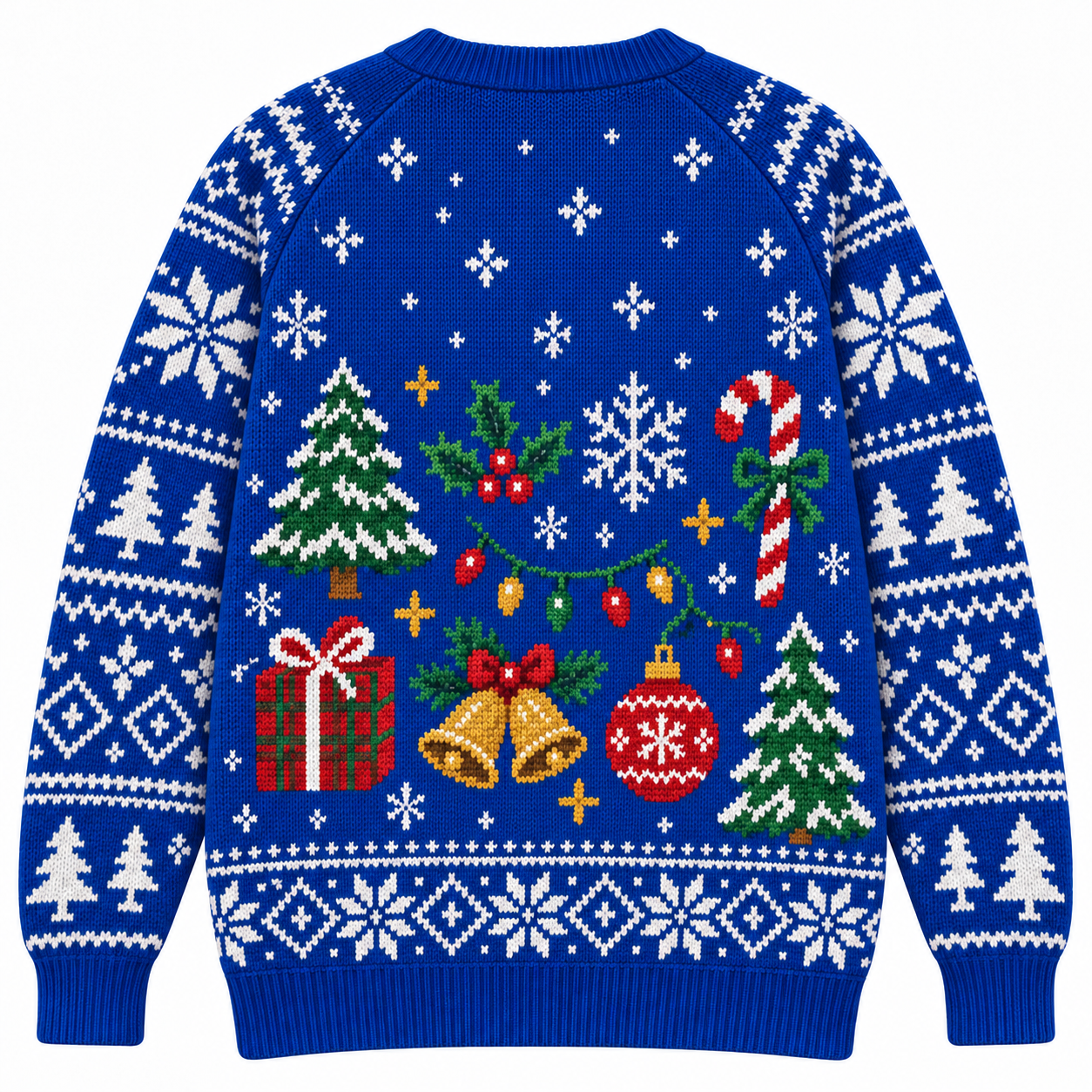 [popular-sweater:PX-18-08:back] Plaid And Pine Christmas Ugly Christmas Sweatshirt - Back view