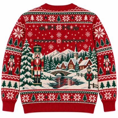 [popular-sweater:PX-18-09:back] Vintage Christmas Card Ugly Christmas Sweatshirt - Back view