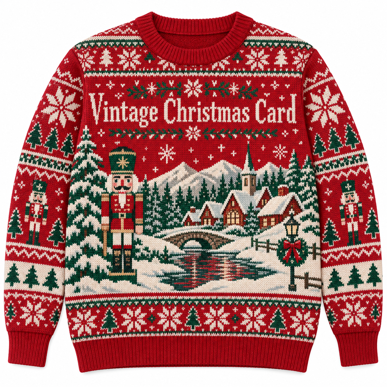 [popular-sweater:PX-18-09:front] Vintage Christmas Card Ugly Christmas Sweatshirt - Front view