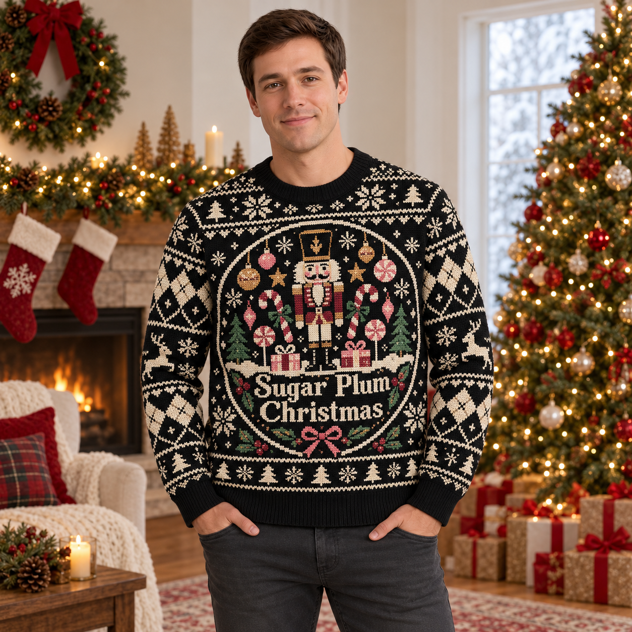 [popular-sweater:PX-18-10:male] Sugar Plum Christmas Ugly Christmas Sweatshirt - Male view