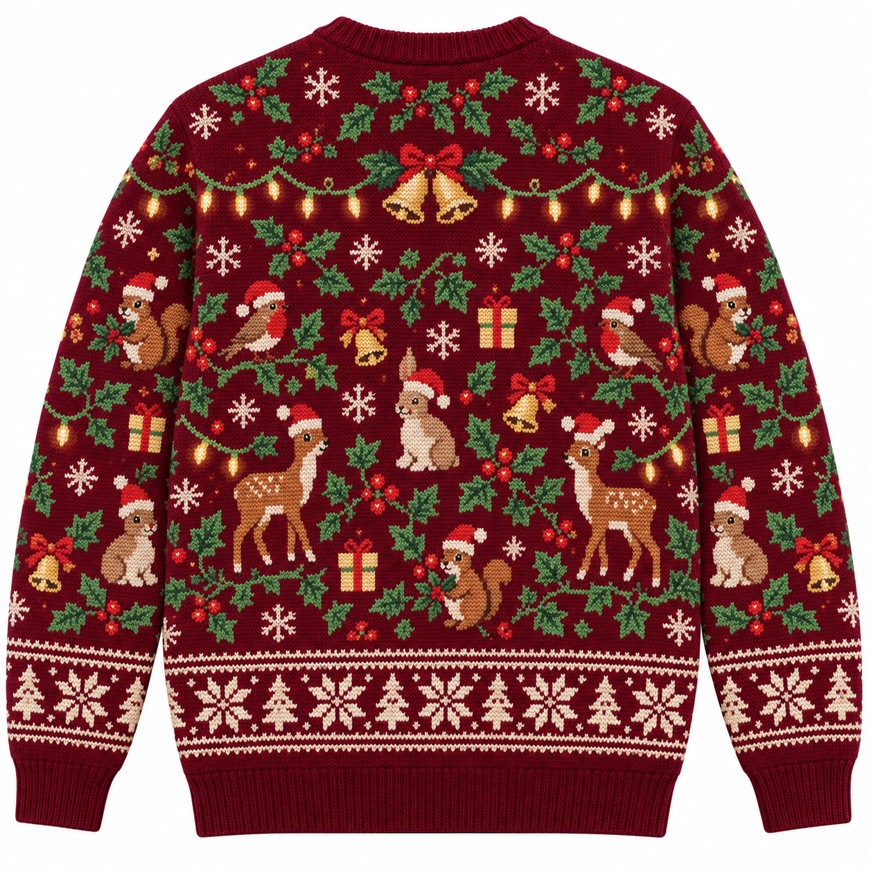 [popular-sweater:PX-18-12:back] Holly And Ivy Classic Ugly Christmas Sweatshirt - Back view