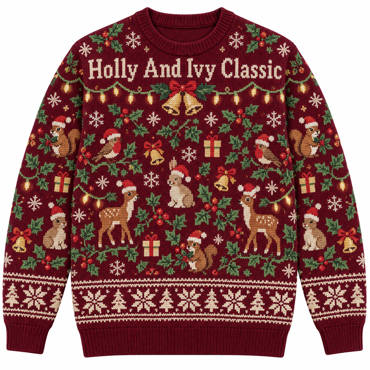 [popular-sweater:PX-18-12:front] Holly And Ivy Classic Ugly Christmas Sweatshirt - Front view