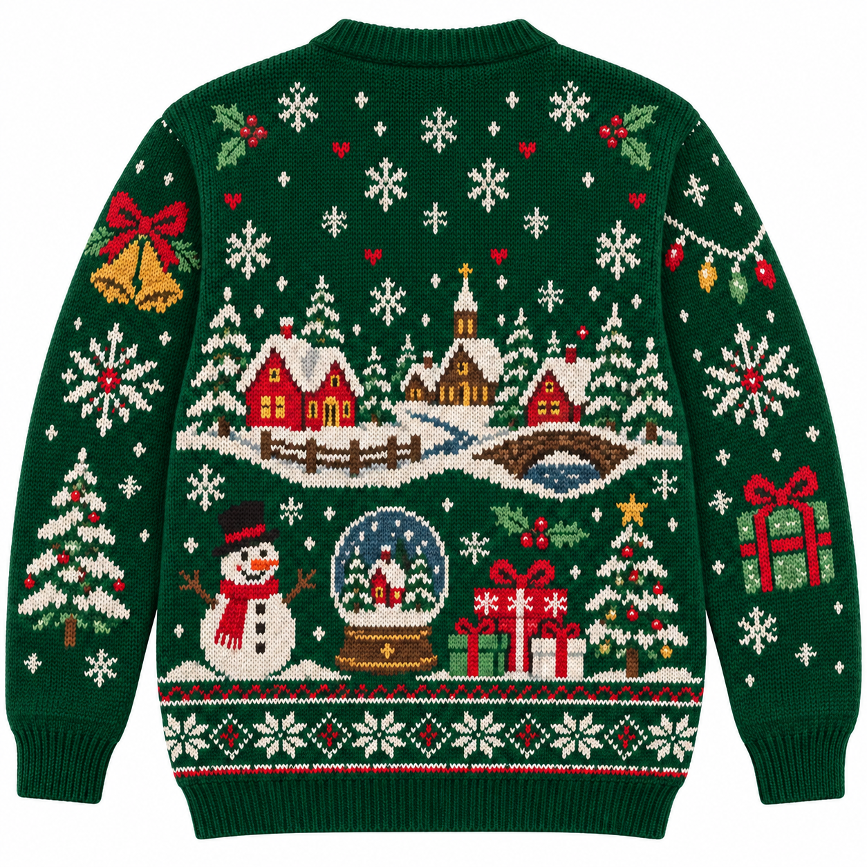 [popular-sweater:PX-18-13:back] Snowy Village Christmas Ugly Christmas Sweatshirt - Back view