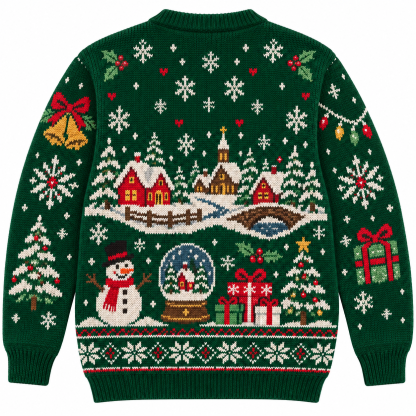 [popular-sweater:PX-18-13:back] Snowy Village Christmas Ugly Christmas Sweatshirt - Back view