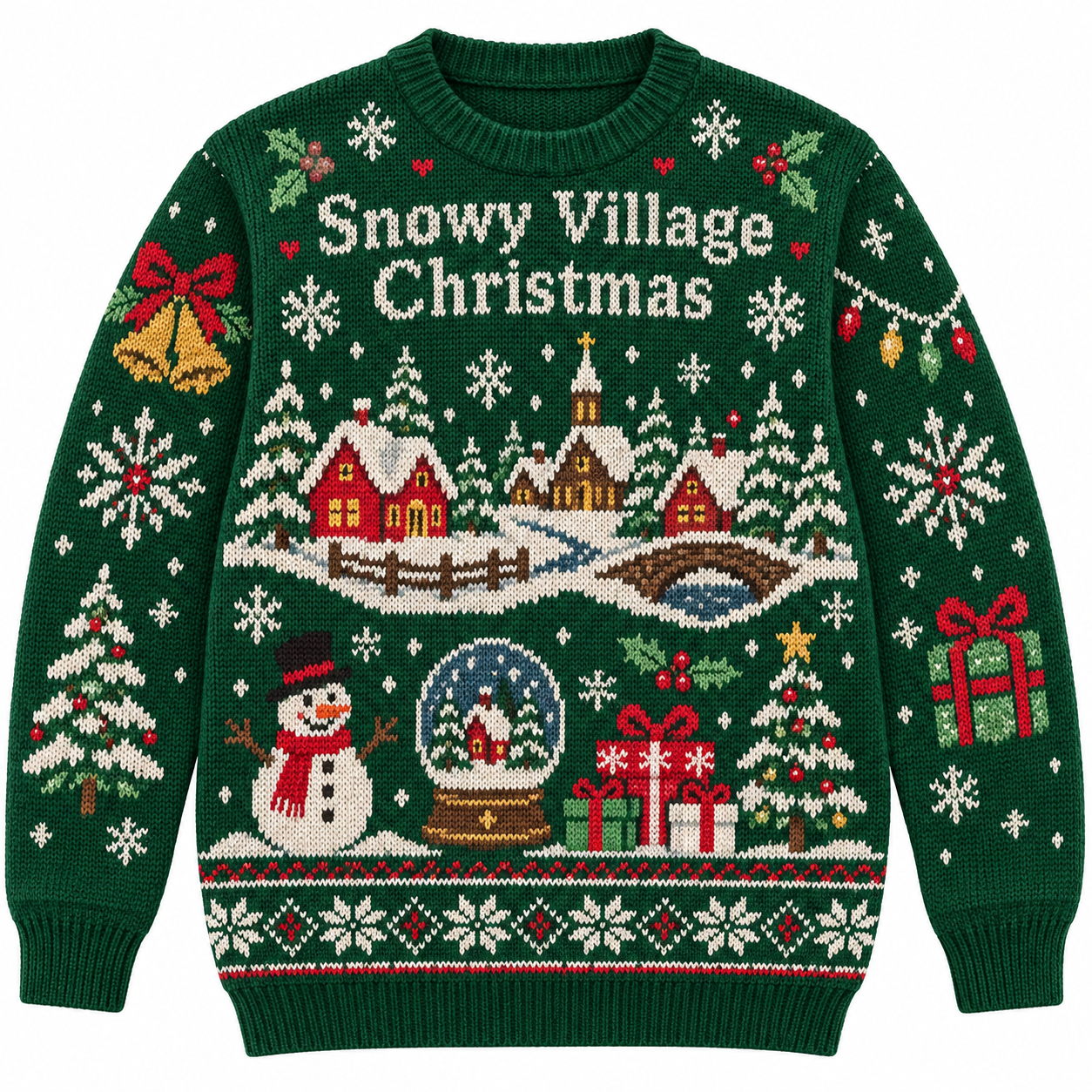 [popular-sweater:PX-18-13:front] Snowy Village Christmas Ugly Christmas Sweatshirt - Front view