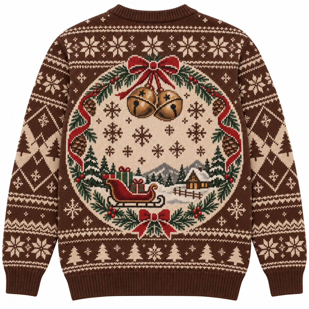 [popular-sweater:PX-18-15:back] Sleigh Bell Classic Ugly Christmas Sweatshirt - Back view