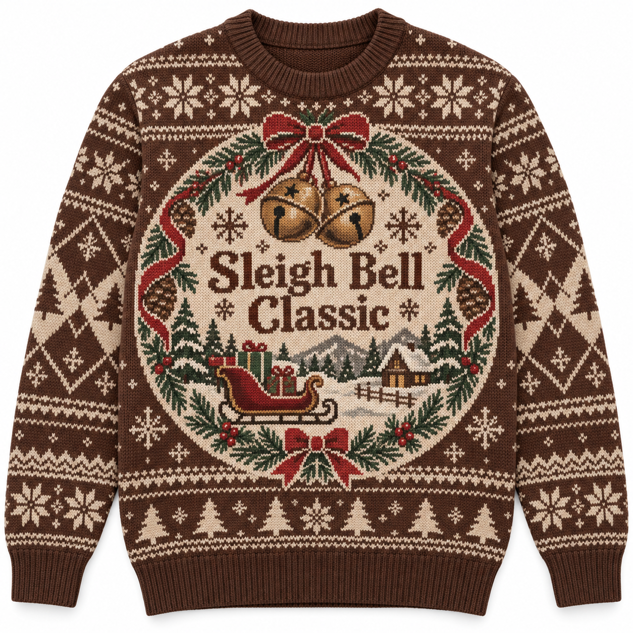 [popular-sweater:PX-18-15:front] Sleigh Bell Classic Ugly Christmas Sweatshirt - Front view