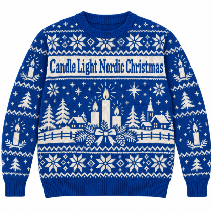 [popular-sweater:PX-18-16:front] Candle Light Nordic Christmas Ugly Christmas Sweatshirt - Front view