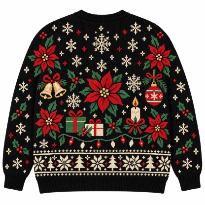 [popular-sweater:PX-18-18:back] Poinsettia Christmas Ugly Christmas Sweatshirt - Back view