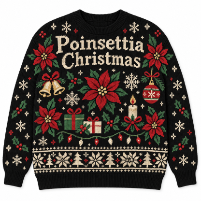 [popular-sweater:PX-18-18:front] Poinsettia Christmas Ugly Christmas Sweatshirt - Front view