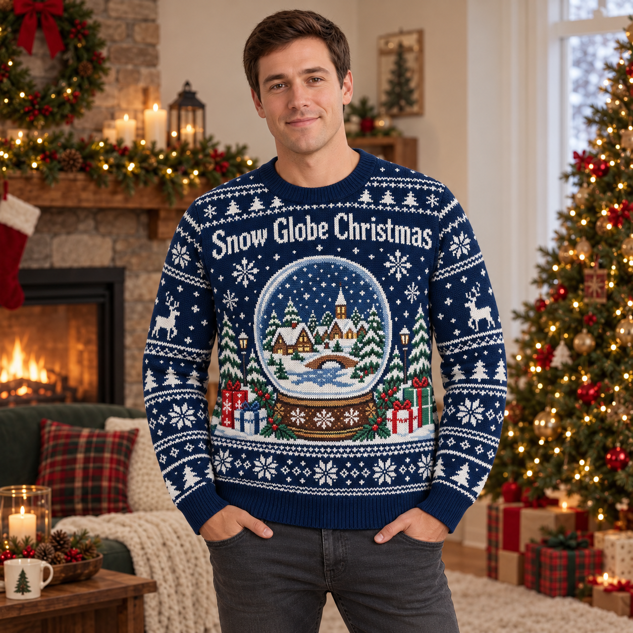 [popular-sweater:PX-18-19:male] Snow Globe Christmas Ugly Christmas Sweatshirt - Male view