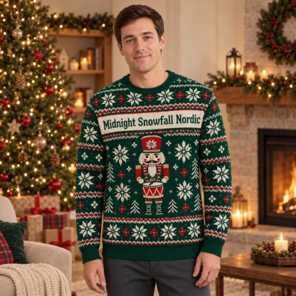 [popular-sweater:PX-18-21:male] Midnight Snowfall Nordic Ugly Christmas Sweatshirt - Male view