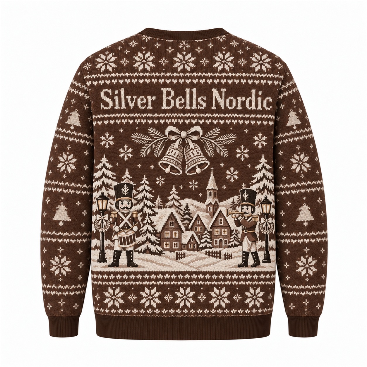 [popular-sweater:PX-18-23:back] Silver Bells Nordic Ugly Christmas Sweatshirt - Back view