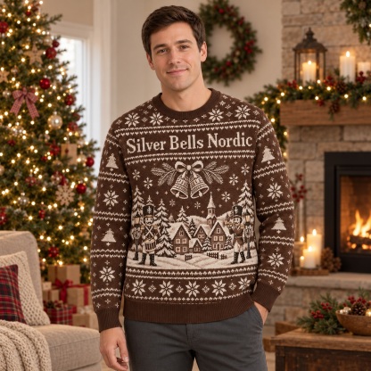 [popular-sweater:PX-18-23:male] Silver Bells Nordic Ugly Christmas Sweatshirt - Male view