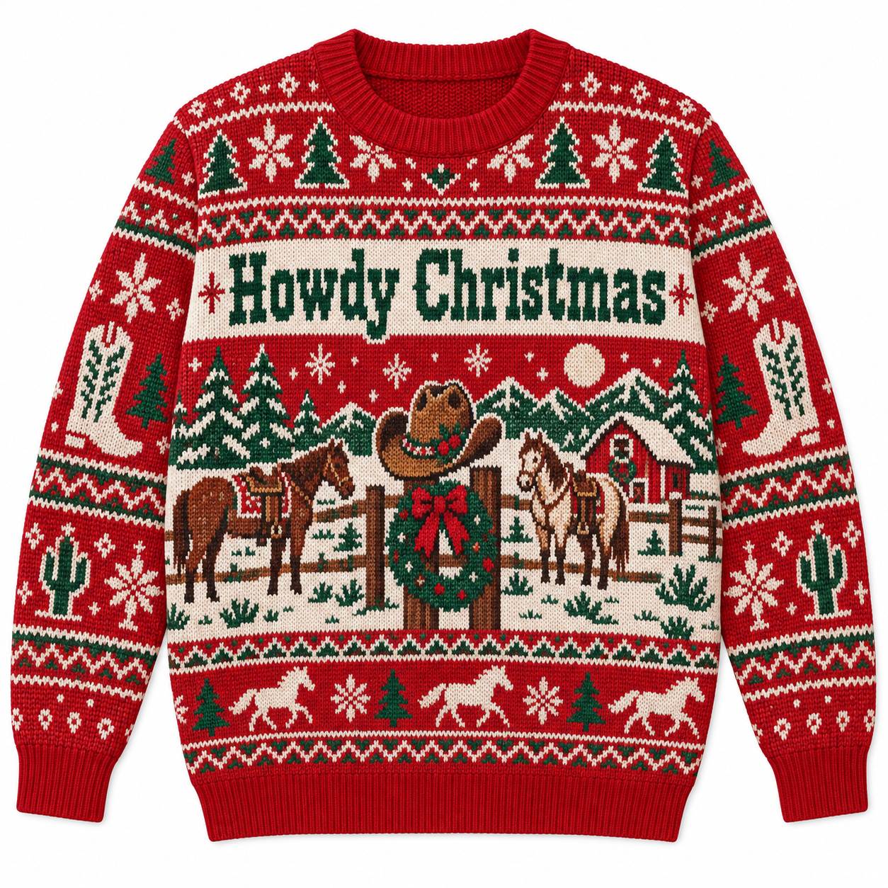 [popular-sweater:PX-19-01:front] Howdy Christmas Ugly Christmas Sweatshirt - Front view