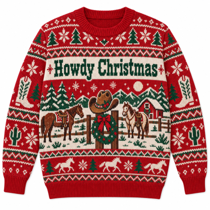 [popular-sweater:PX-19-01:front] Howdy Christmas Ugly Christmas Sweatshirt - Front view