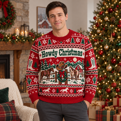 [popular-sweater:PX-19-01:male] Howdy Christmas Ugly Christmas Sweatshirt - Male view